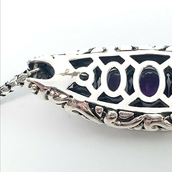 Samuel B Sterling Silver Amethyst Adjustable Slide Bracelet - Picture 9 of 11